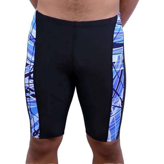 Adoretex Men's Pro Athletic Training Swim Jammers, Printed Durable and Long-Lasting Swimsuit for Boys and Men-MJ013-Black/Blue-22