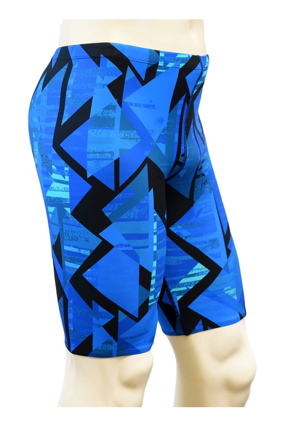 Men's Pro Athletic Training Swim Jammers, Printed Durable and Long-Lasting Swimsuit for Boys and Men-MJ014-Blue Combo-26