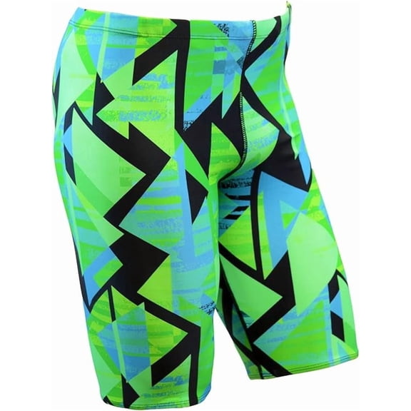 Adoretex Men's Pro Athletic Training Swim Jammers, Printed Durable and Long-Lasting Swimsuit for Boys and Men (MJ014) Green Combo-28