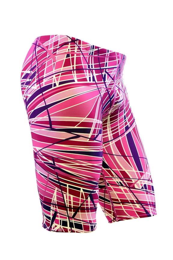 Men's Pro Athletic Training Swim Jammers, Printed Durable and Long-Lasting Swimsuit for Boys and Men-MJ014-Red Combo-26