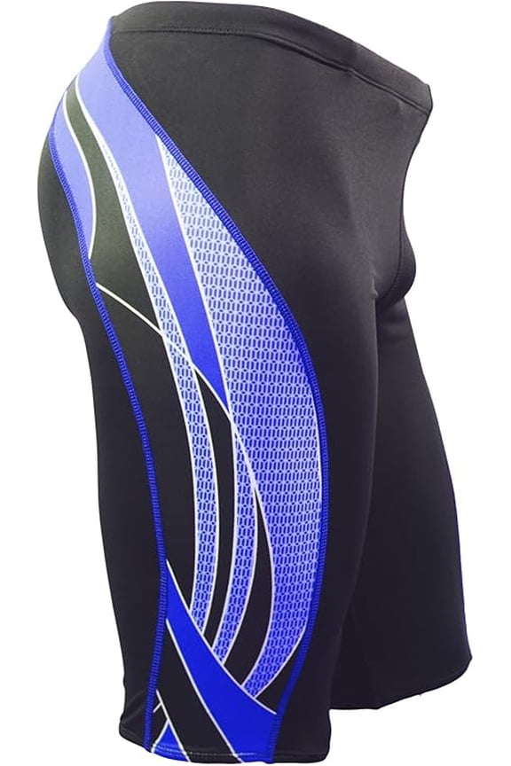 Men's Side Wings Jammer Swimsuit (MJ009) - Black/Blue - 28