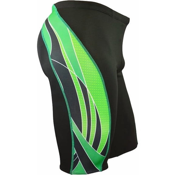 Adoretex Men's Side Wings Jammer Swimsuit (MJ009) - Black/Green - 40