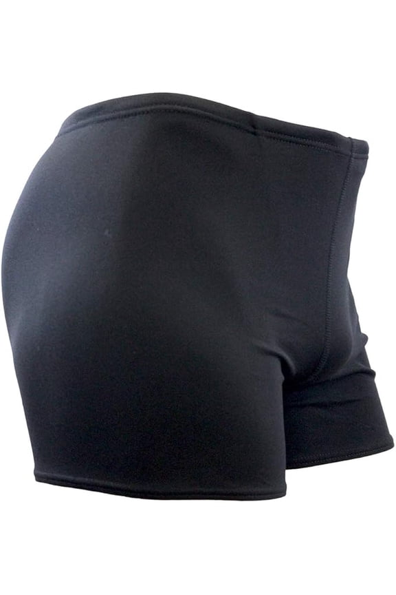 Men's Solid Square Leg Short Swimsuit (MS001) - Black - 32