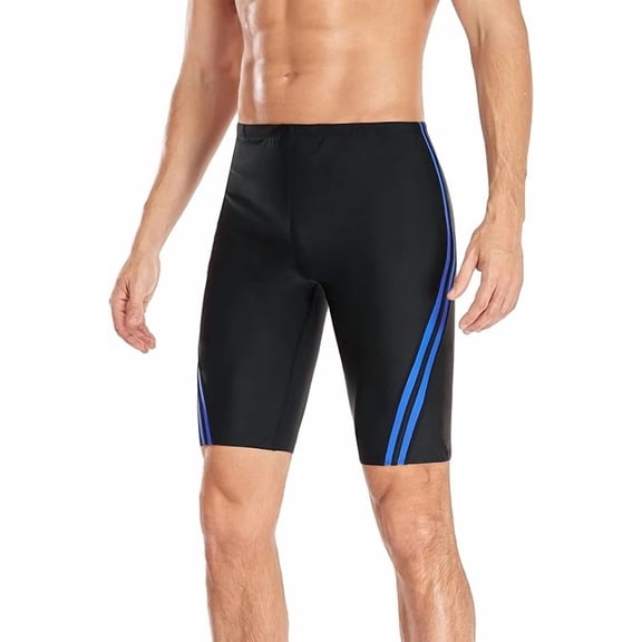 Adoretex Boy's/Men's Splice Athletic Swim Jammer Training Swimsuit (MJ004) - Black/Blue - 30