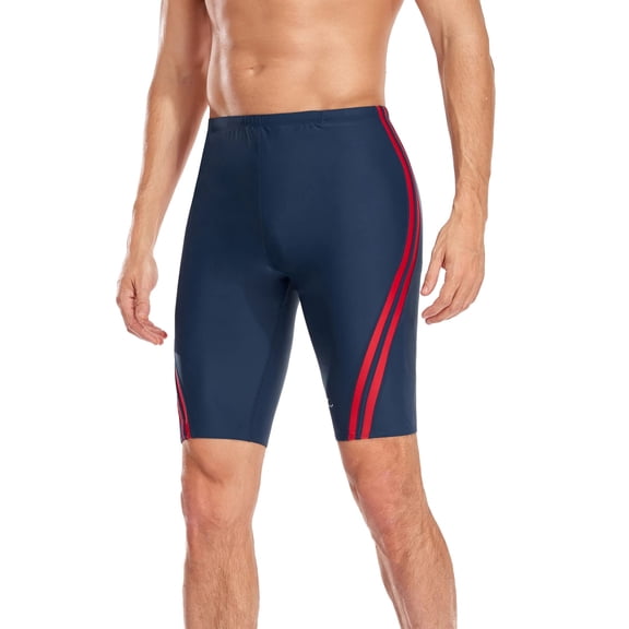 Adoretex Boy's/Men's Splice Athletic Swim Jammer Training Swimsuit (MJ004) - Navy/Red - 32
