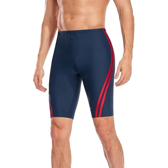 Adoretex Boy's/Men's Splice Athletic Swim Jammer Training Swimsuit (MJ004) - Navy/Red - 32