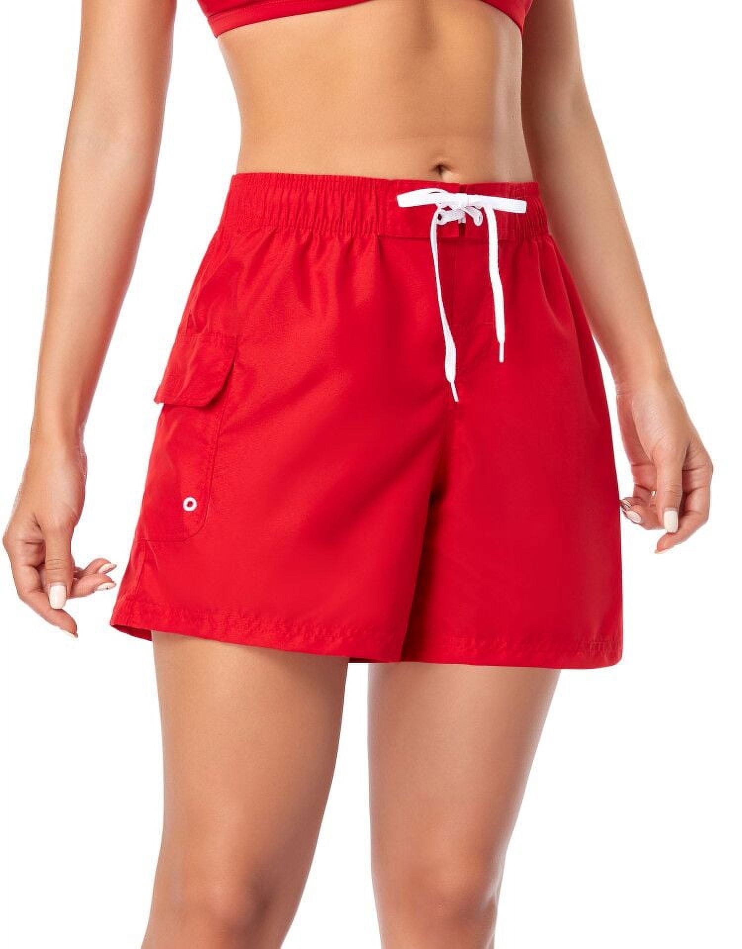 Adoretex Women's Quick Dry Water Board Shorts - Lightweight, Functional, Comfortable Swim Bottoms (FB006) - Red - X-Small