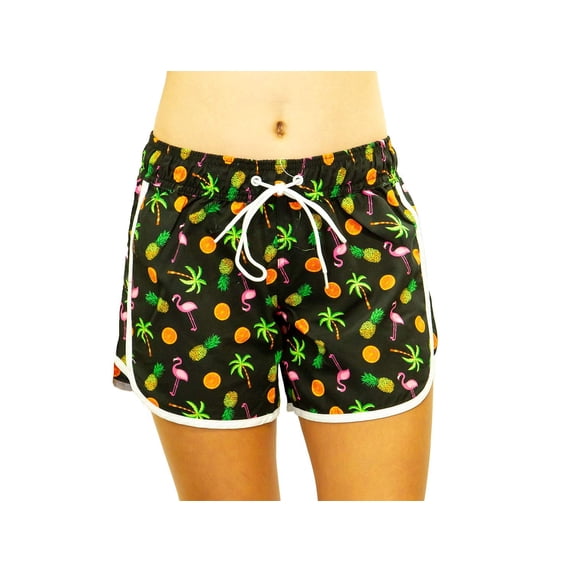 Adoretex Women's Fruits Printed Beach Board Shorts (FBP012) - Black Combo - X-Small