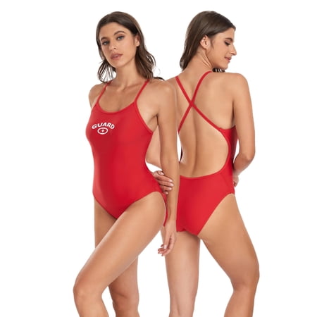 Adoretex Women's Guard Cross Back One Piece Swimsuit- FGP07 - Red - 28