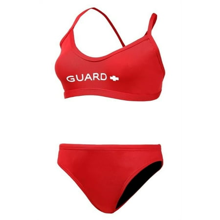 Adoretex Women's Guard Cross Back Workout Bikini Two-Piece Swimsuit in Red, Size Large