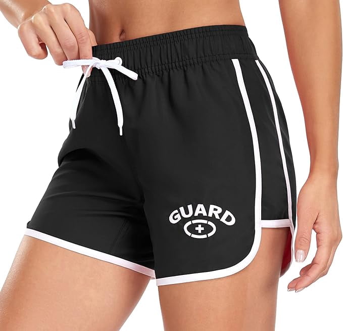 Adoretex Women's Guard Swim Board Short 5" (FGB010) - Black/White - X-Large