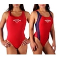 thumbnail image 1 of Adoretex Women's Guard Wide Strap Racerback One Piece Swimsuit, Athletic Splice Bathing Suit for Girls and Women - FGS03 - Red/Navy - 42, 1 of 4