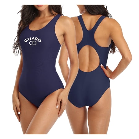 Adoretex Girl's/Women's Guard Wide Straps One Piece Swimsuit, Fit Back Style Fully Lined Bathing Suit with Removable Padding Cups for Girls and Womens - FGP15 - Navy - 36