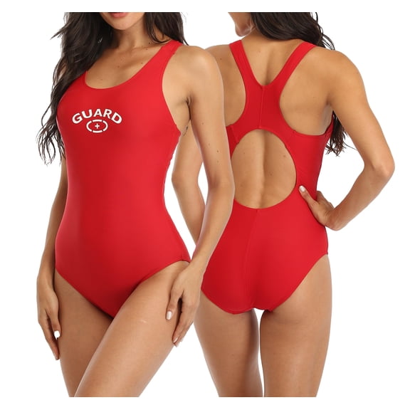 Adoretex Girl's/Women's Guard Wide Straps One Piece Swimsuit, Fit Back Style Fully Lined Bathing Suit with Removable Padding Cups for Girls and Womens - FGP15 - Red - 30
