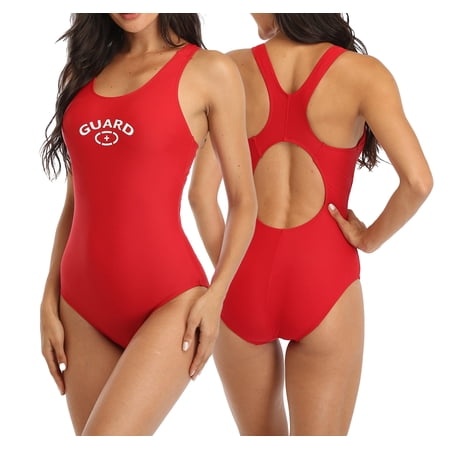 Adoretex Girl's/Women's Guard Wide Straps One Piece Swimsuit, Fit Back Style Fully Lined Bathing Suit with Removable Padding Cups for Girls and Womens - FGP15 - Red - 36