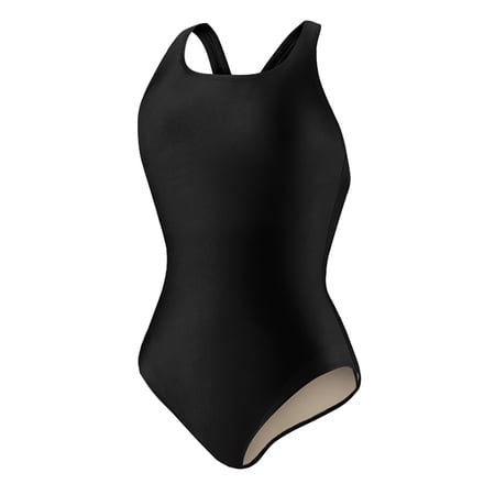 Adoretex Women's Polyester Conservative Lap Swimsuit with Built In Soft Bra in Black, Size 12