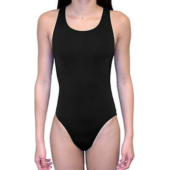Adoretex Women's Polyester Wide Strap One-Piece Training Swimsuit in Black, Size 34