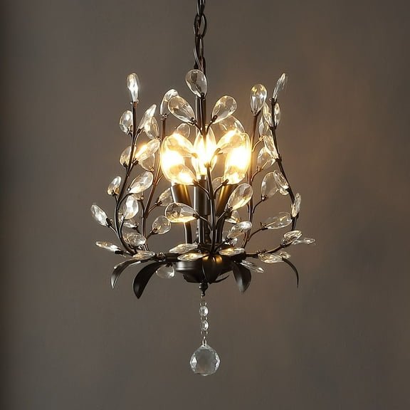 JONATHAN Y Diantha 12" 3-Light Contemporary Bohemian Iron/Acrylic LED Pendant, Oil Rubbed Bronze/Clear