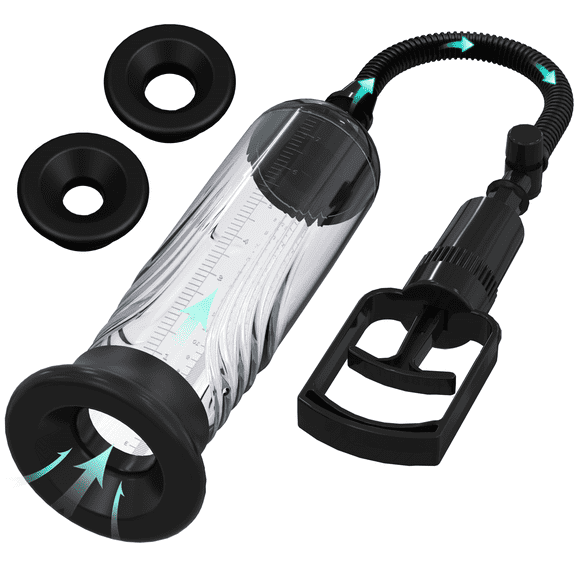 NCTTRP Men's Vacuum Enhancement Pump, Manual Use with 3 Suction Sleeves, Black, 3-Piece Set