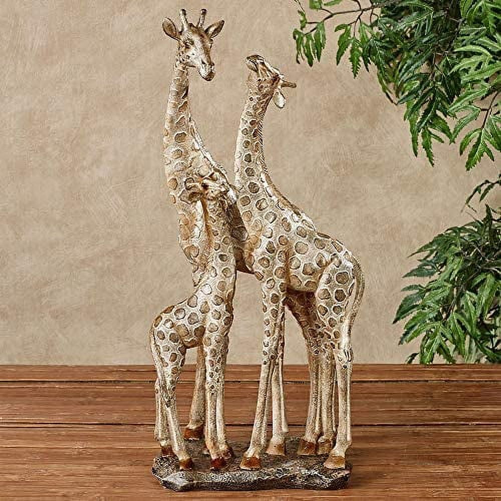 Adoring Giraffes Table Sculpture Resin Gold, Tan, Brown African