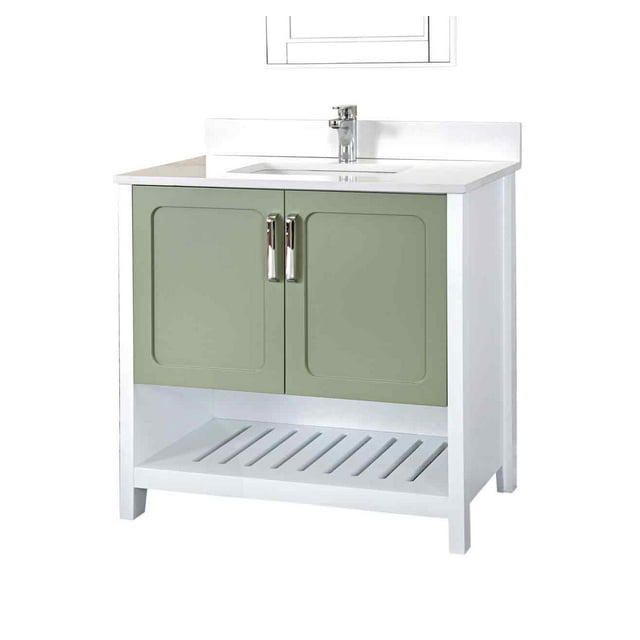 Adorn Vanity Florin Collection 36-inch Green Bathroom Cabinet with ...