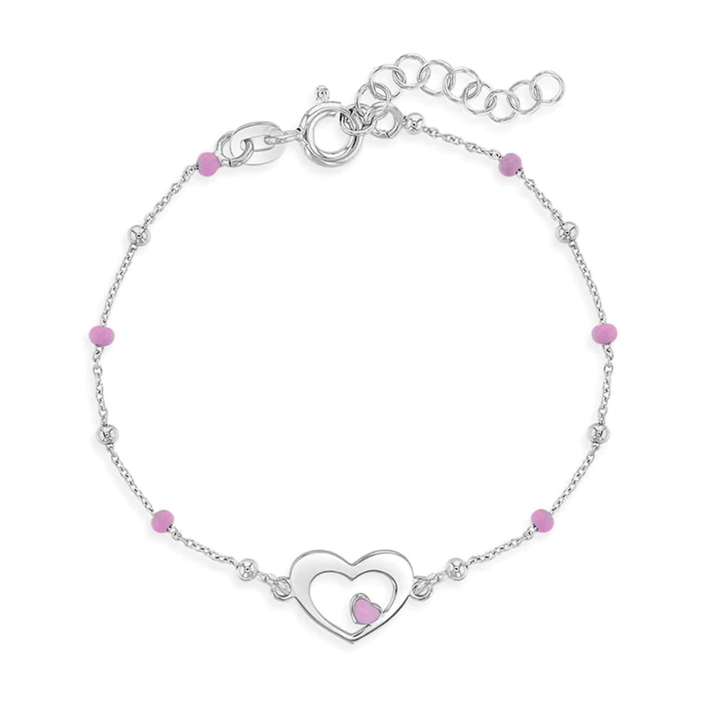 THE JEWELRY HUT Adorn Your Young Girl with TheJewelryHut Designer Heart Children Enamel Silver Bracelet