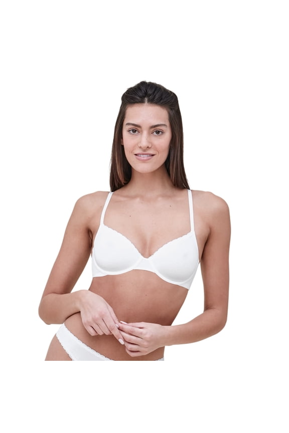 Adorned Cotton Underwire Bra White 30B