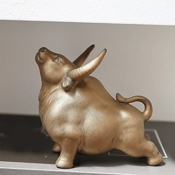 Adornos de vaca de cerámica roja para el hogar, sala de estar, escritorio, atraen riqueza y son una artesanía auspiciosa.