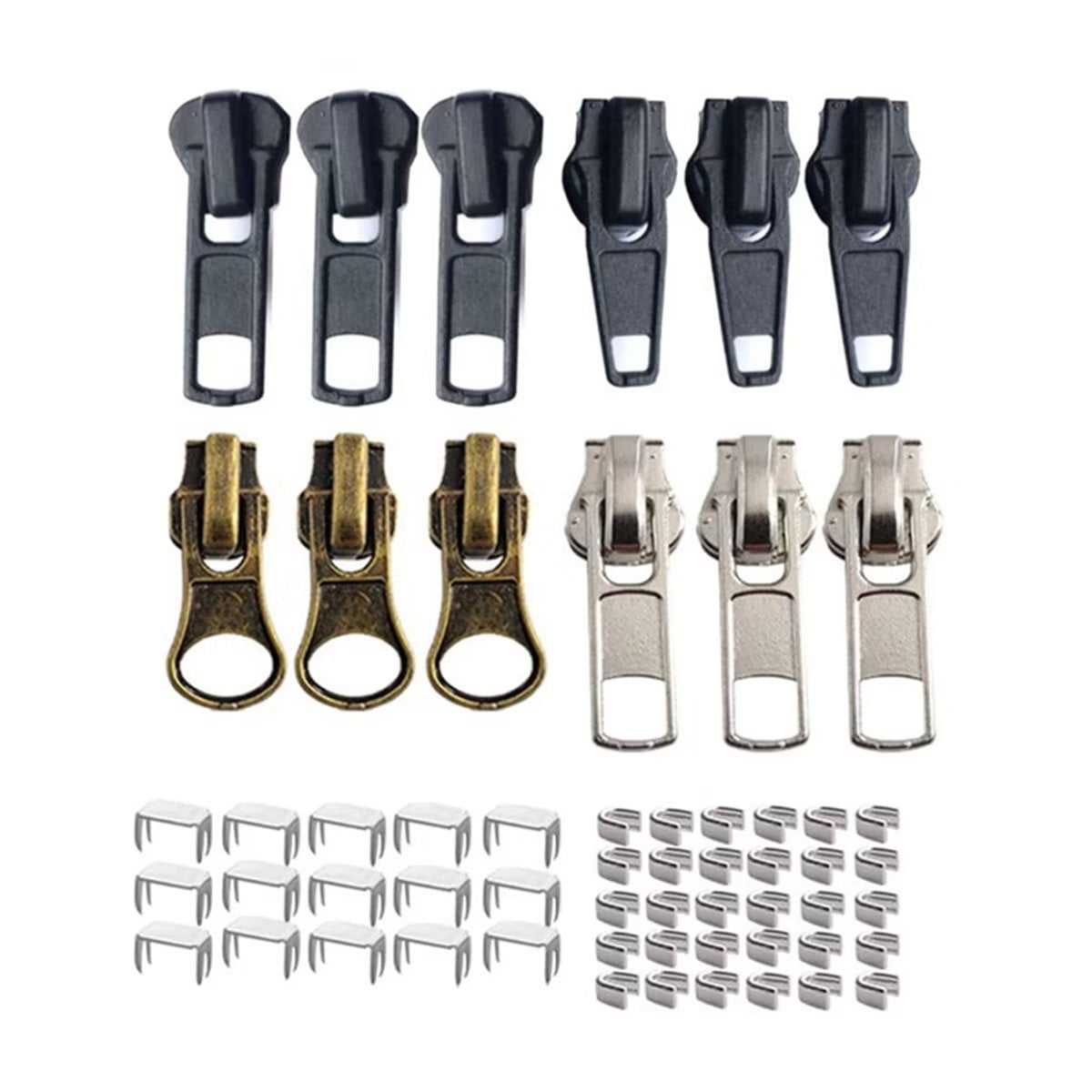 Adove Zipper Pull 12 Pcs, Replacement Zipper Slider,Zipper Repair Kit #5,  Fix Zipper Repair Kit for Repairing Coats,Jackets, Metal Plastic 