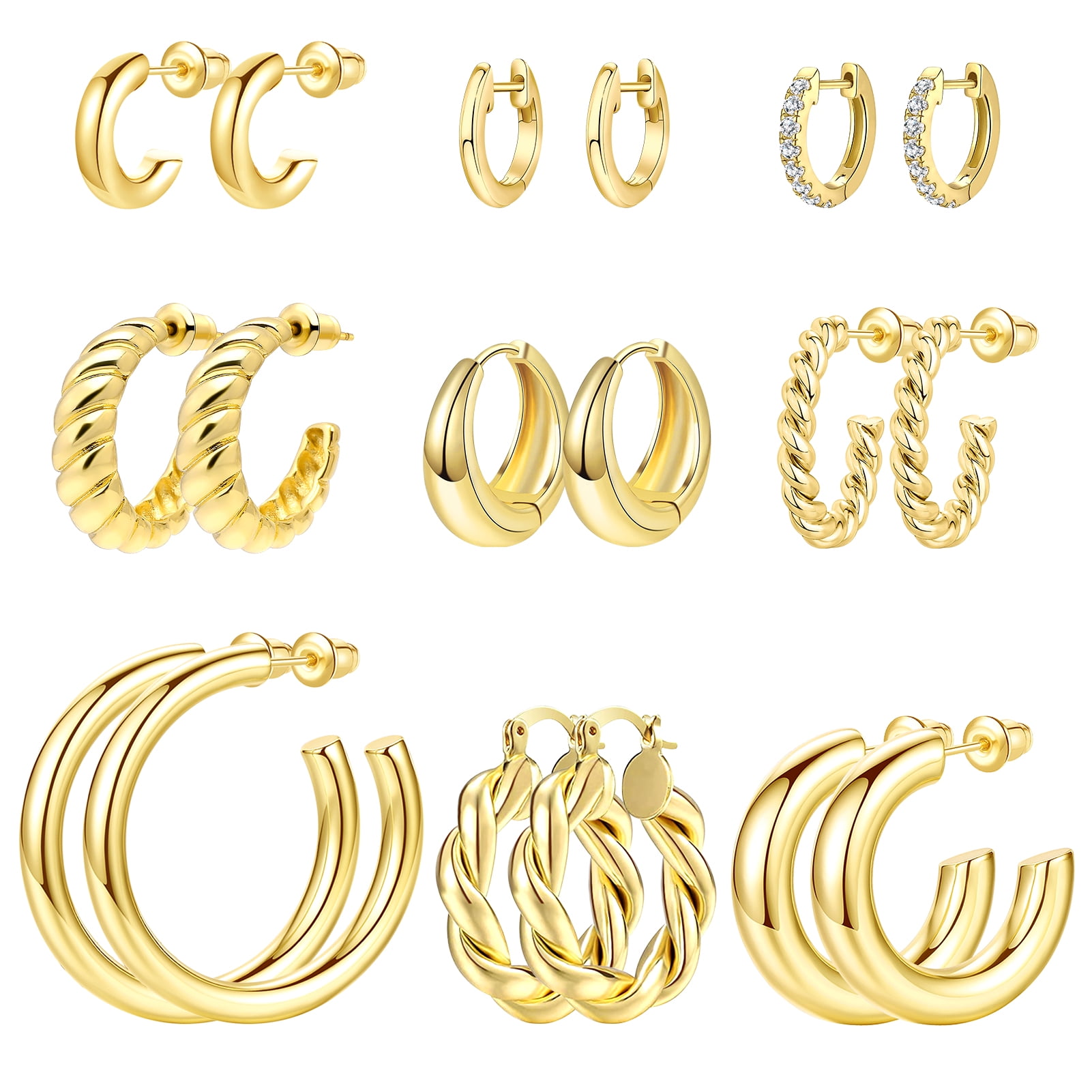 Huggie hoop shop earrings set