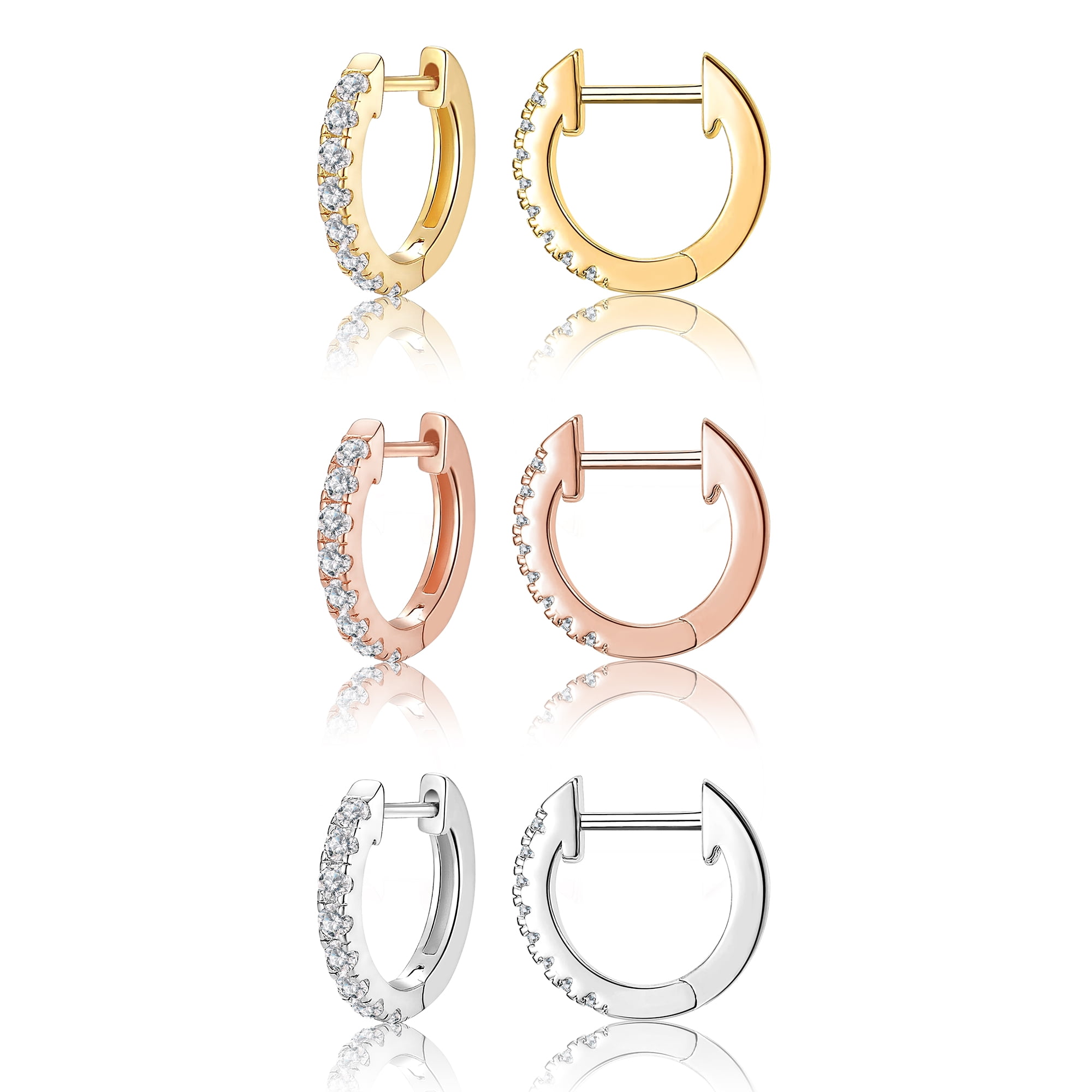  14K Gold Plated Huggie Hoop Earrings, 3 Pairs Lightweight Tiny  Cubic Zirconia Cuff Earrings Piercing Mini Hoops Earring Set for Women Men  Girls (Style A): Clothing, Shoes & Jewelry