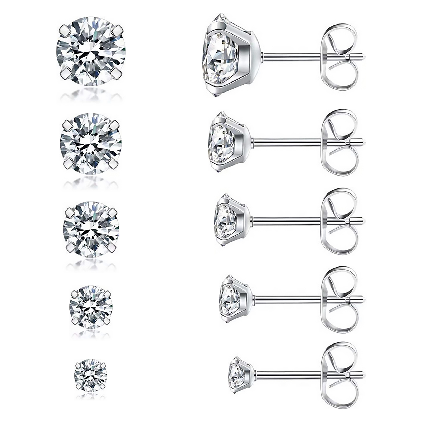 Adoyi Women's 14K Gold Plated CZ Stud Earrings Simulated Diamond Round