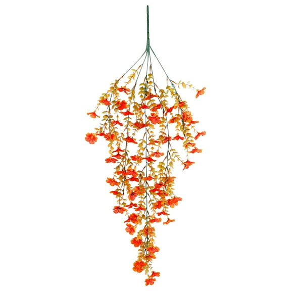Adpan 1-Piece Artificial Hanging Mum Flowers For Autumn Porch Gardens Outdoor Decor Fall Seasonal Plants Autumn Theme Home Yellow, Orange