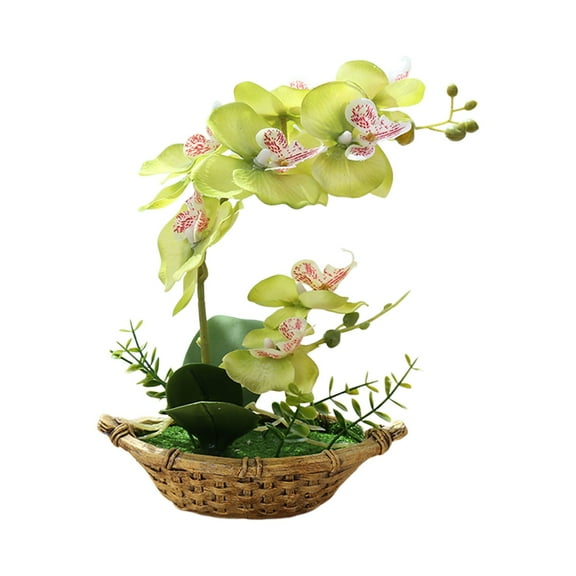 Adpan 1-Piece Large Faux Orchid Plant In Ceramic Vase For Home Decor Table Centerpieces All-Season Artificial Flowers Wedding Decor Purple/White, Green