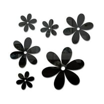 Adpan 6-Piece Acrylic Flower Wall Stickers Removable For Living Room Bedroom All-Season Home Decor DIY Multi-Color, Black