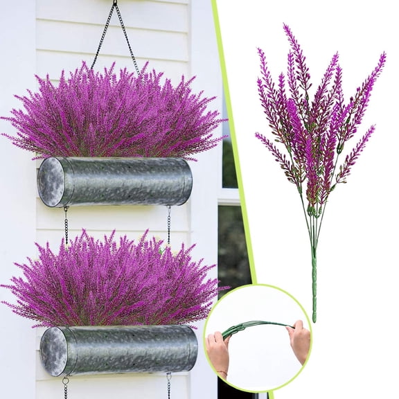 Adpan Artificial Lavender Flowers Faux Plant Single Stem Realistic Look for Home Decor Floral Arrangements Wedding Green,1 Stem,Hot Pink