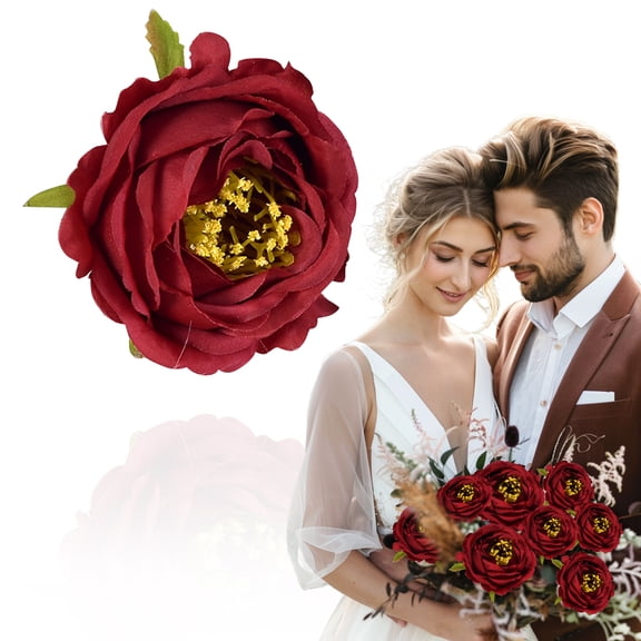 Adpan Artificial Peony Flower Head for DIY Bouquets Wedding Floral Arrangements Table Center Decor Wreaths And Home Use,1PC,I