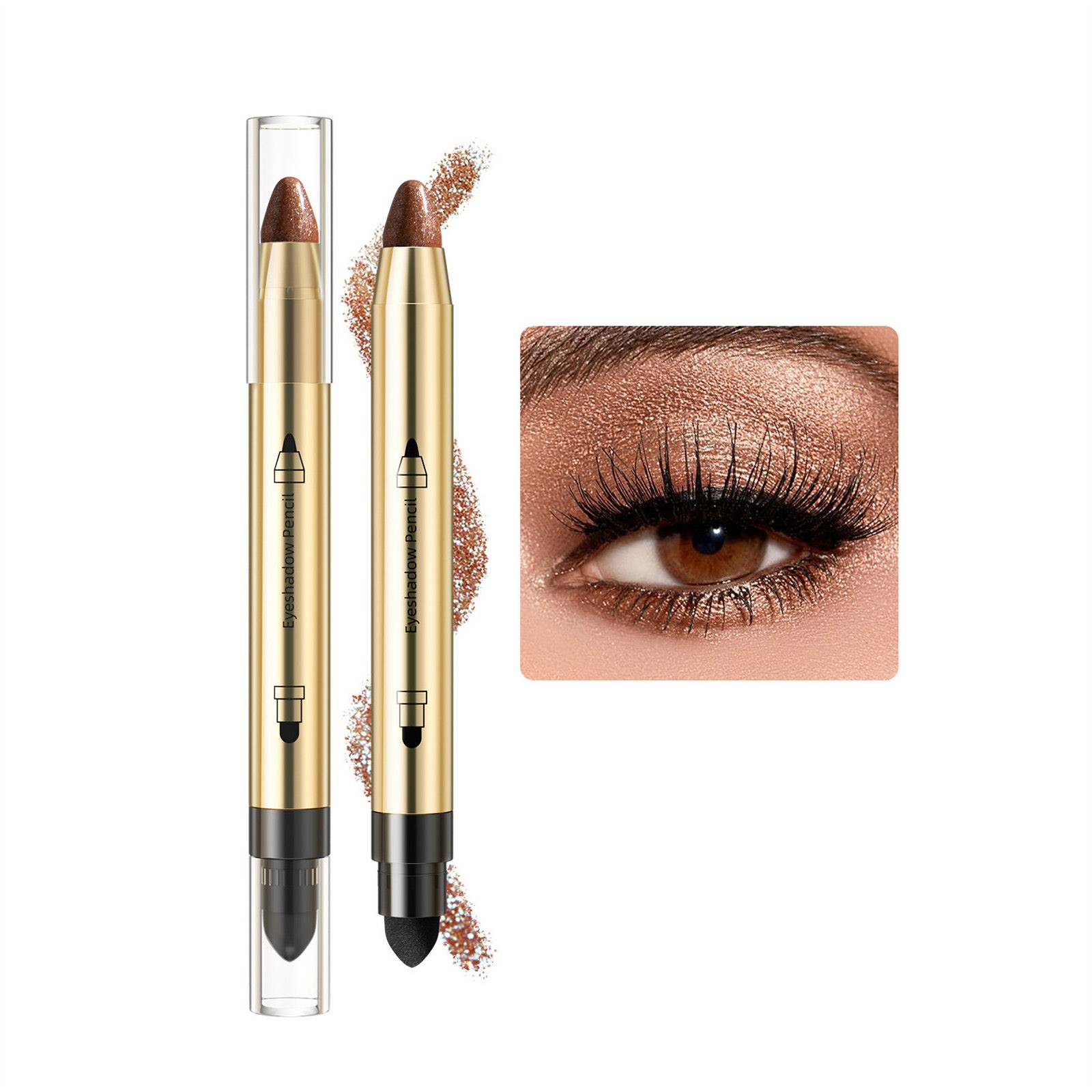 Adpan Eyeshadow Double Ended Eyeshadow Stick Waterproof Glitter Eyeshadow Pen Creamy Eye Shadow