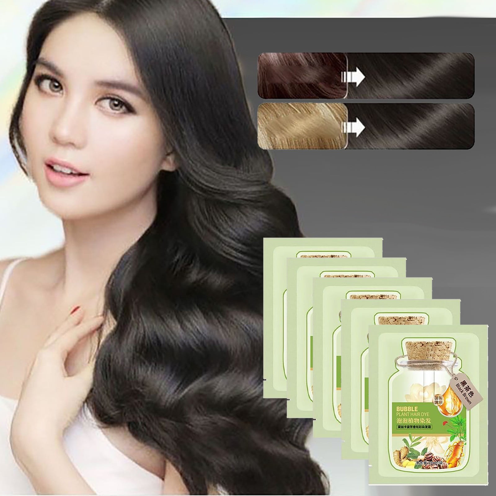 Adpan on Sale! Curly Hair Products for Men Green Bag Pure Sky Plant Dye Small Packaging Bubble