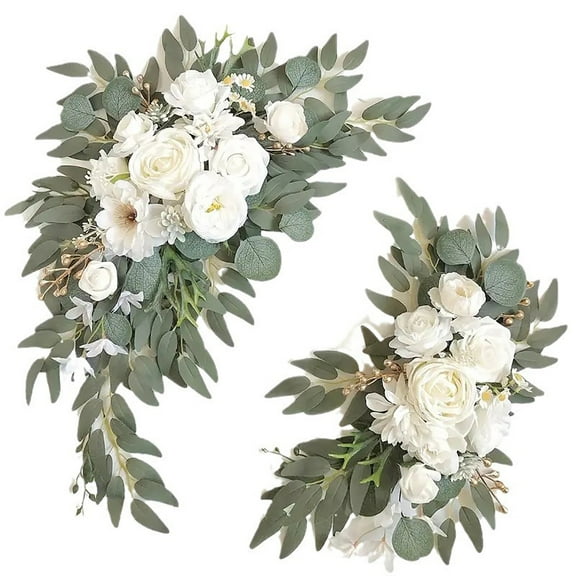 Adpan Wedding Arch Flowers Flower Arch Stand Flower Garland Artificial Sage Green Wedding Arch Flowers Swags Set of 2 for Welcome Signs, Reception And Ceremony Decorations
