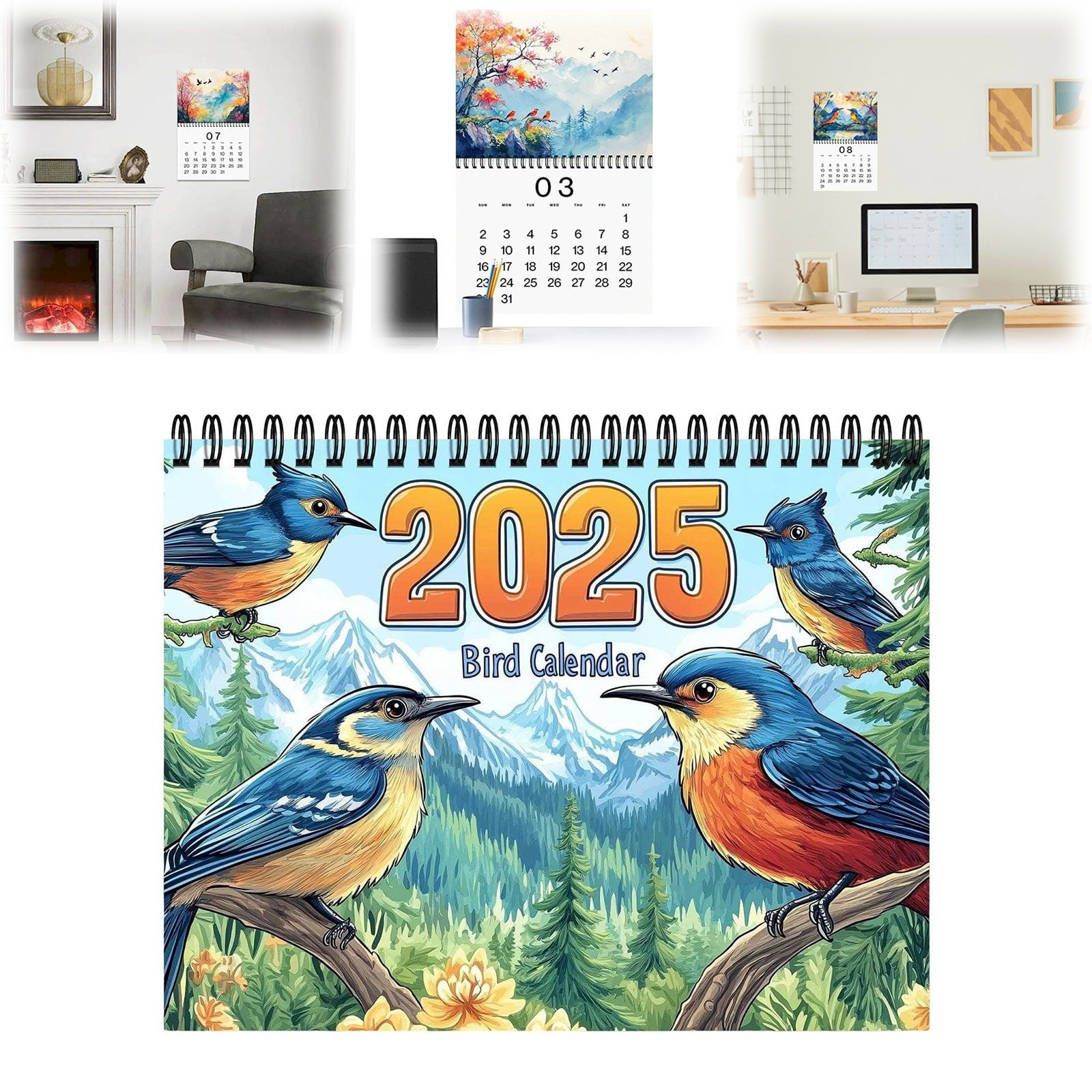 Adreap 2025 Bird Calendar Creative Oil Painting Bird Wall Calendar