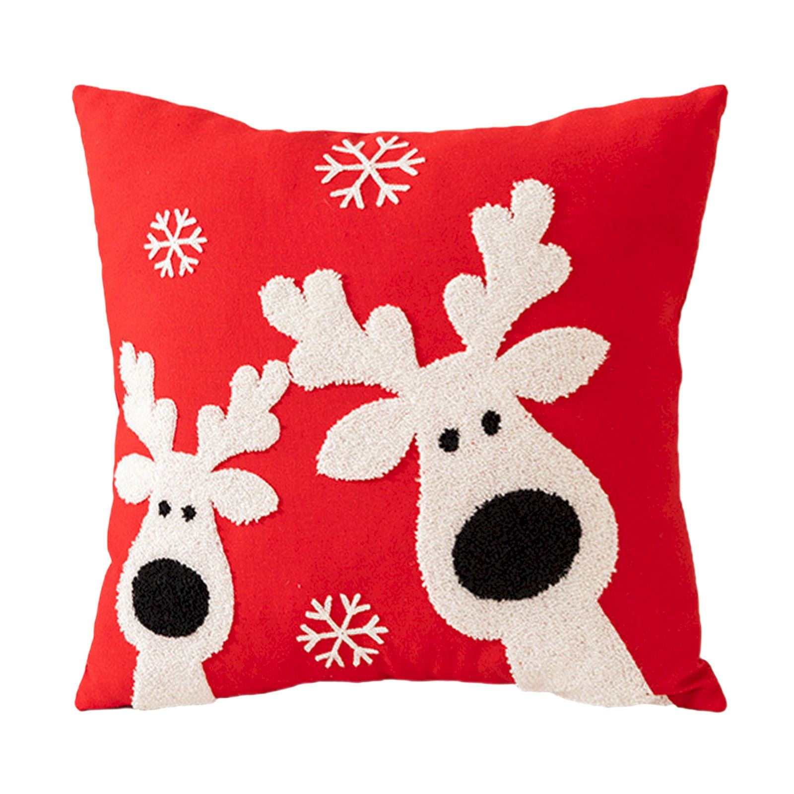 Adreap Christmas Pillow Christmas Decorations Linen Red Pillowcase
