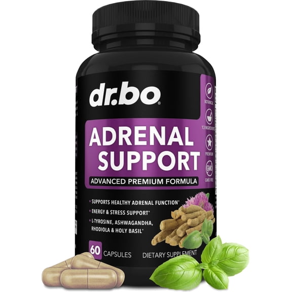 Adrenal Support Cortisol Manager Supplement, Energy Stress Support, L Tyrosine 60 Capsules