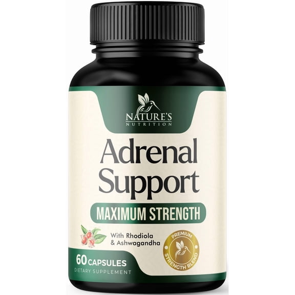 Nature's Nutrition Adrenal Support Supplements Cortex Complex, Best Energy Supplement, Supports Health & Energy Levels, Daily Ashwagandha for Women & Men, Supports Immune System, 60 Capsules