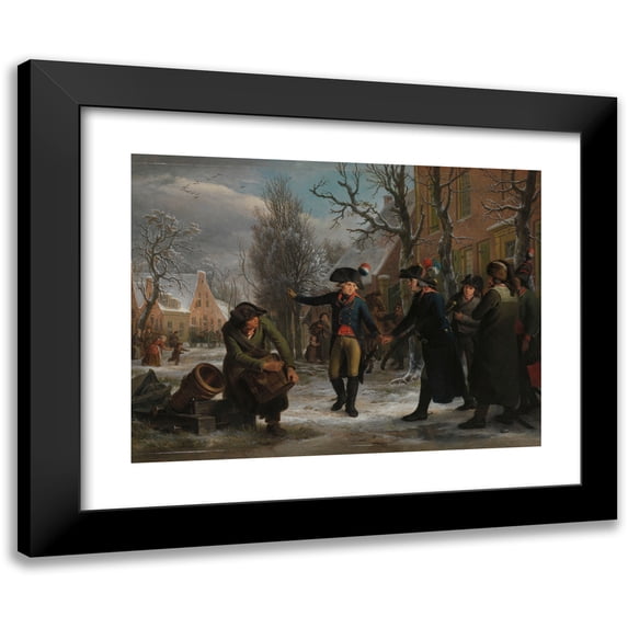 Adriaan de Lelie 24x19 Black Modern Framed Museum Art Print Titled - General Daendels Taking Leave of Lieutenant-Colonel Krayenhoff (1795)