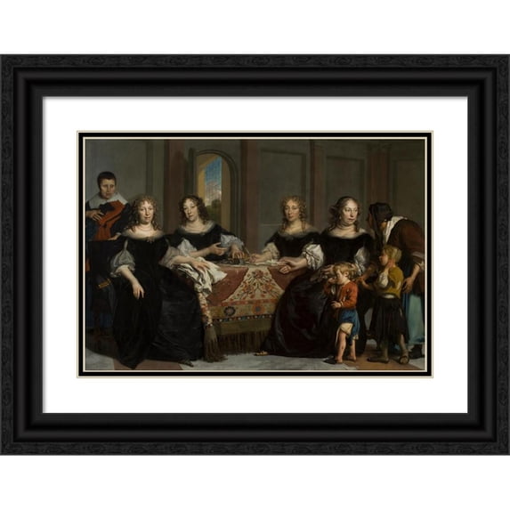 Adriaen Backer 24x18 Black Ornate Framed Double Matted Museum Art Print Titled: The Regentessen of the Burgerweeshuis (1683)