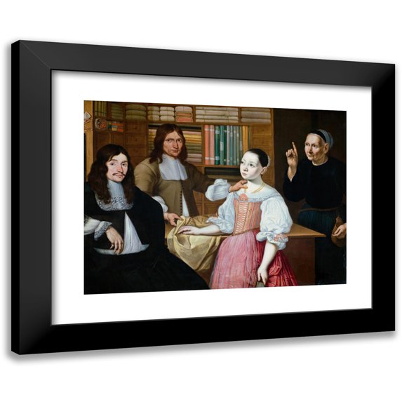 Adriaen Bloem 18x14 Black Modern Framed Museum Art Print Titled - In the Draper´S Shop (ca 1670)