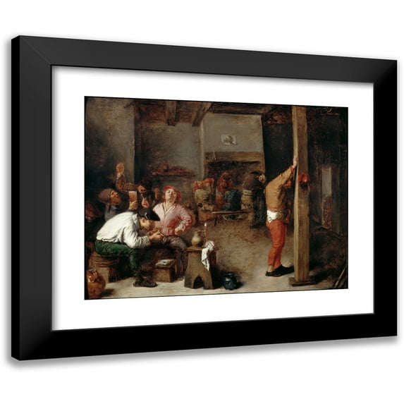 Adriaen Brouwer 14x12 Black Modern Framed Museum Art Print Titled - Interior of a Tavern