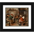 thumbnail image 1 of Adriaen Brouwer 14x12 Black Ornate Wood Framed Double Matted Museum Art Print Titled: Woman Making Pancakes (1630s), 1 of 5