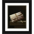 thumbnail image 1 of Adriaen Coorte 15x18 Black Ornate Wood Framed Double Matted Museum Art Print Titled - Still Life with Asparagus (1697), 1 of 5